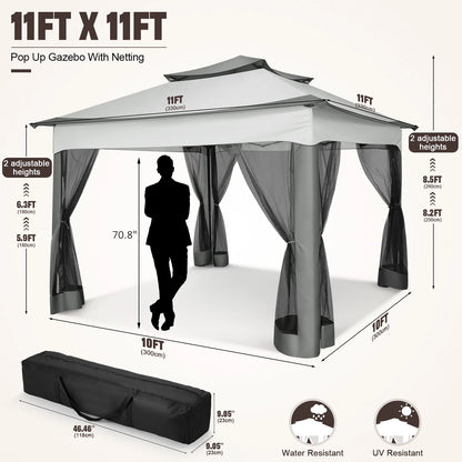11x11 Pop-Up Gazebo with Mosquito Netting