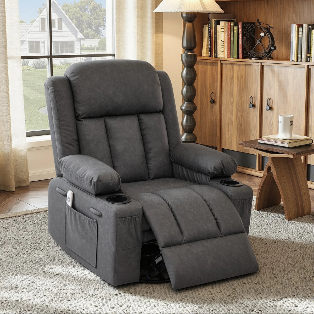 Swivel Rocker Recliner with Massage & Heat