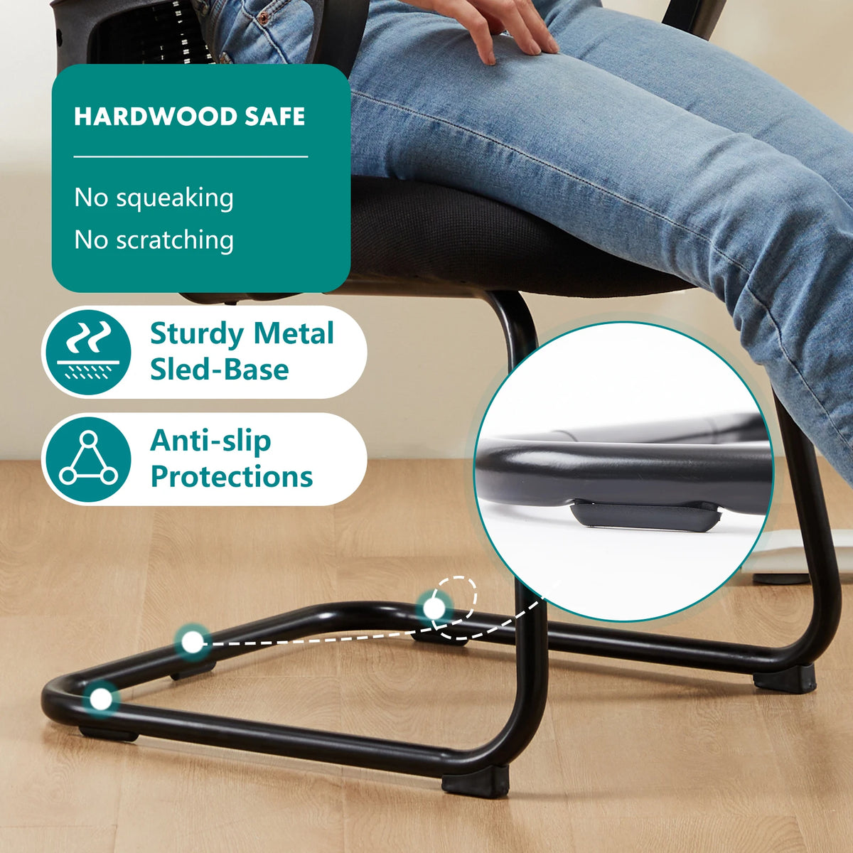 JHK Office Chair without Wheels, Mesh