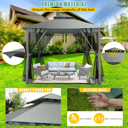 10x10 Heavy Duty Gazebo with Curtains