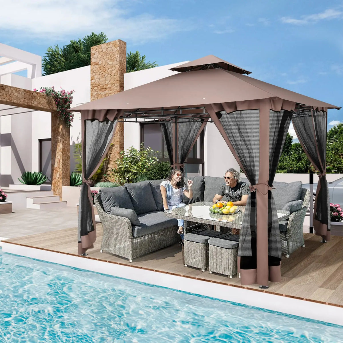 10x10 Heavy Duty Gazebo with Curtains