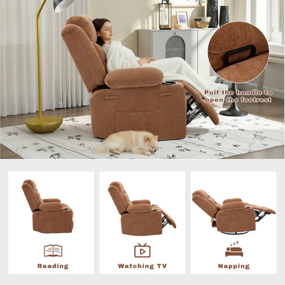 Chenille Swivel Rocker Recliner Chair