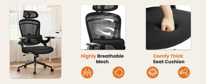 JHK Mesh Office Chair with Flip-Up Arms