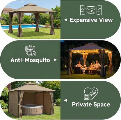 10x10 Heavy Duty Gazebo with Curtains