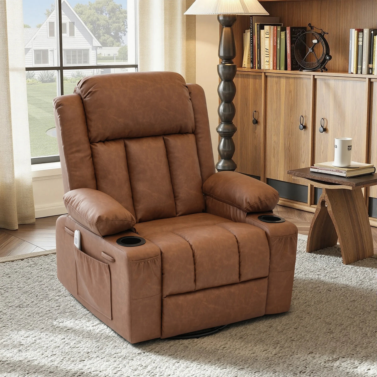 Swivel Rocker Recliner with Massage & Heat