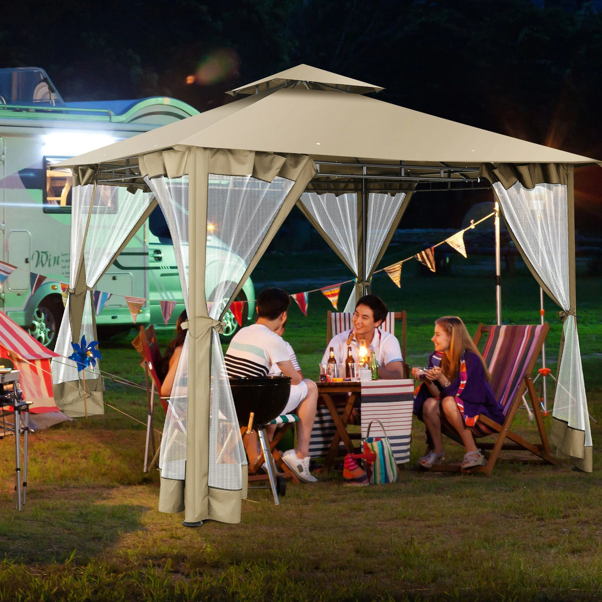 10x10 Heavy Duty Gazebo with Curtains