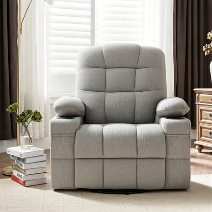 Swivel Rocker Recliner with Massage & Heat