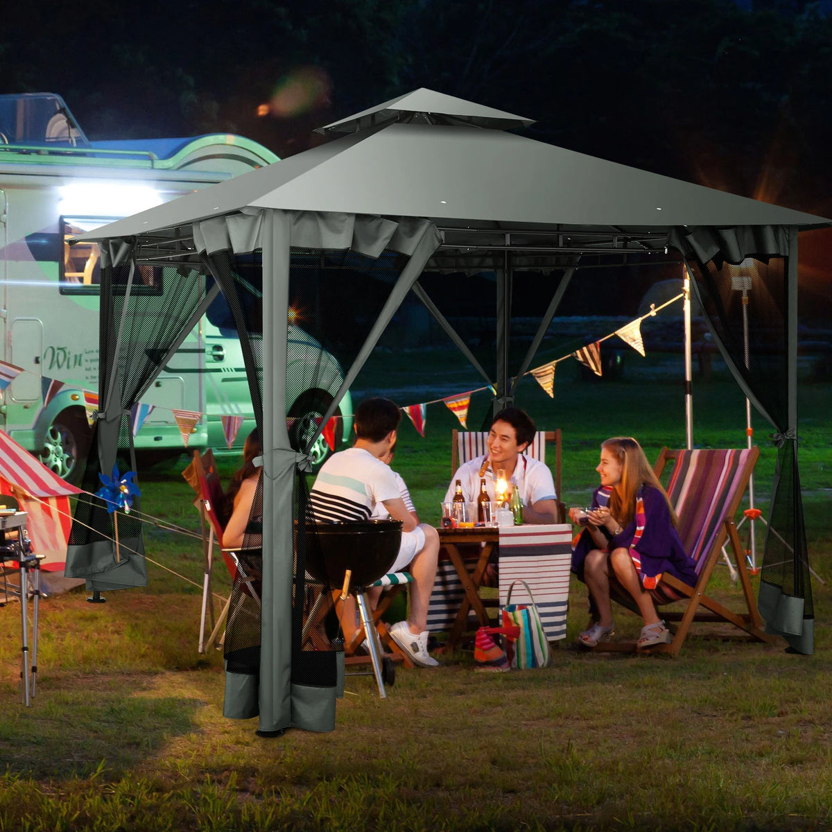 10x10 Heavy Duty Gazebo with Curtains