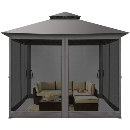 10x10 Heavy Duty Gazebo with Curtains