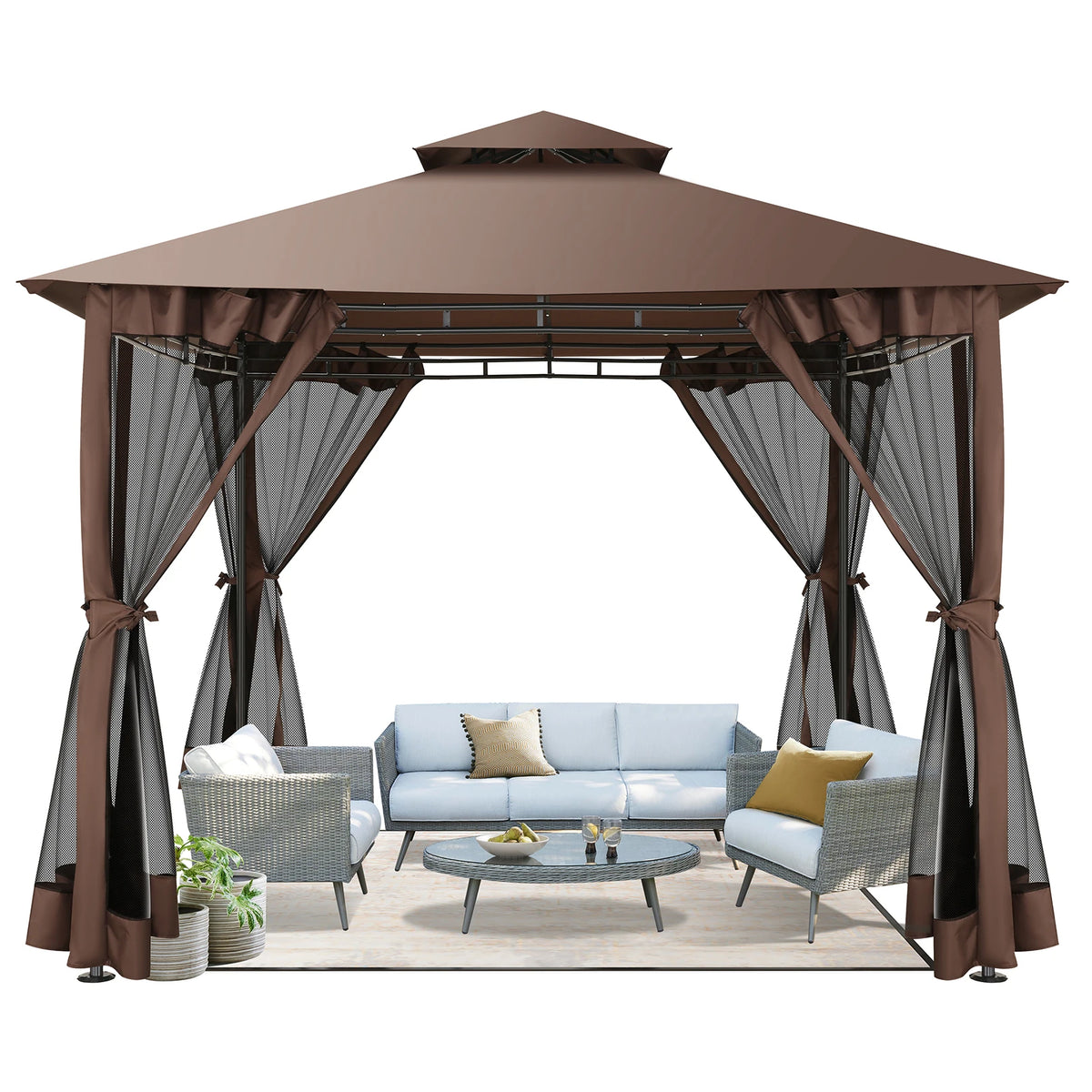 10x10 Heavy Duty Gazebo with Curtains
