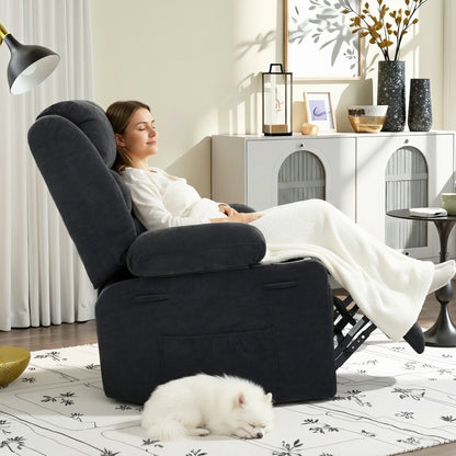 Chenille Swivel Rocker Recliner with Cup Holders