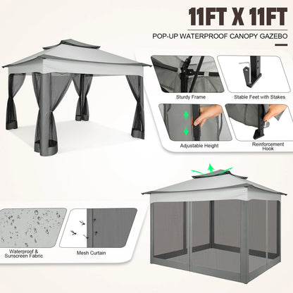 11x11 Pop-Up Gazebo with Mosquito Netting