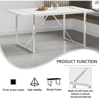 White Dining Table Set for 4, 55"
