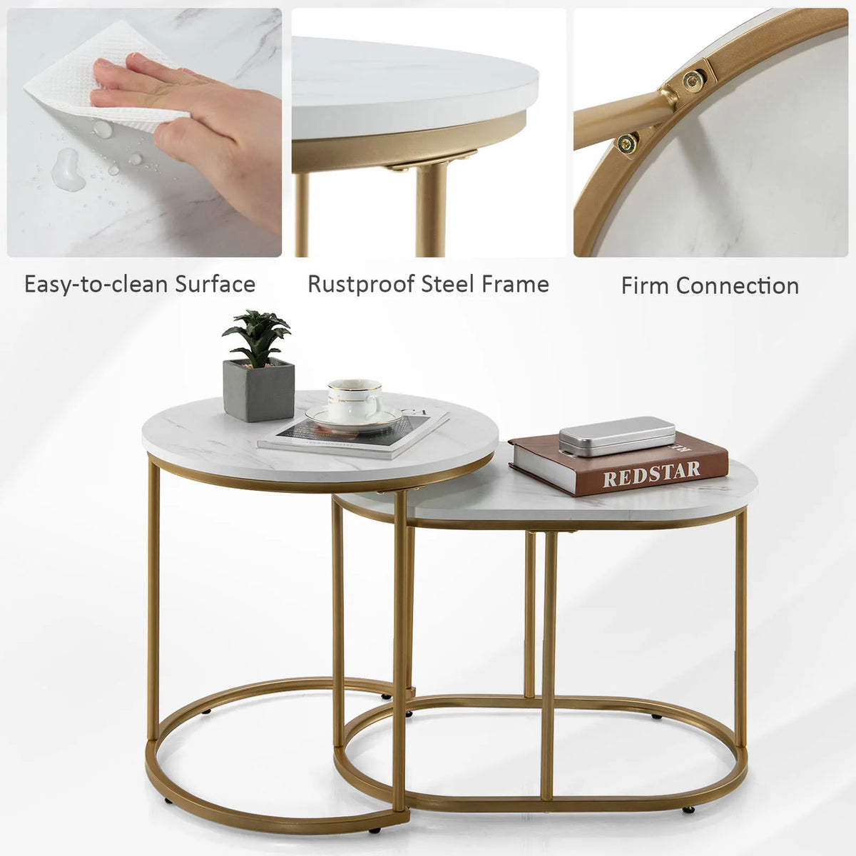 Marble Nesting Coffee Tables, Set of 2