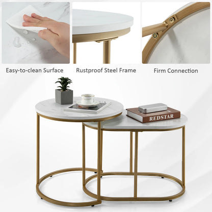 Marble Nesting Coffee Tables, Set of 2