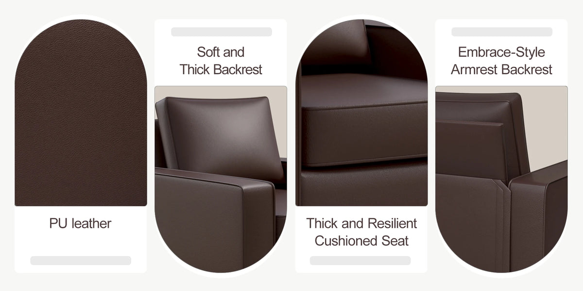 KERDOM 360° Swivel Accent Chair, PU Leather