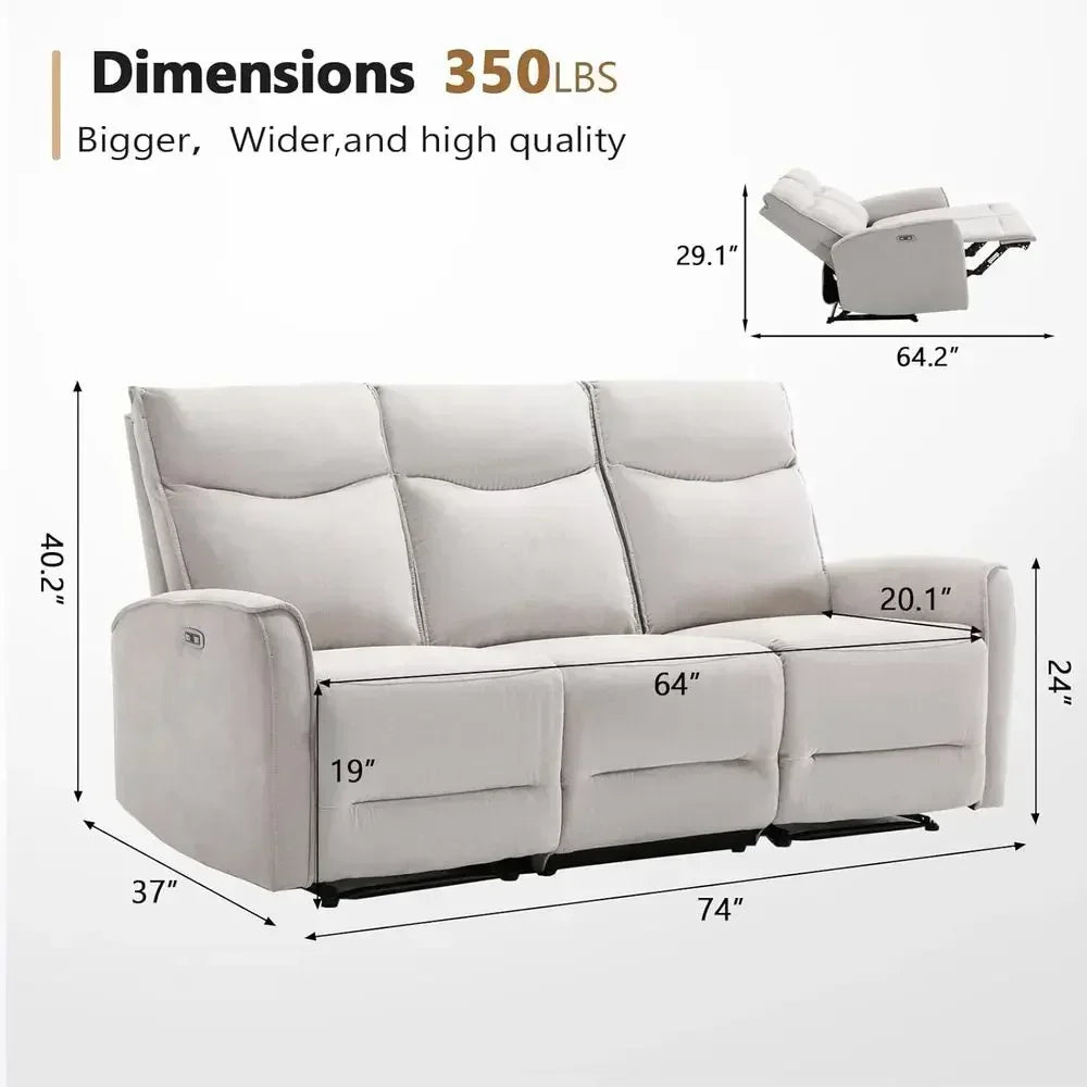 80in Grey Electric Reclining Sofa