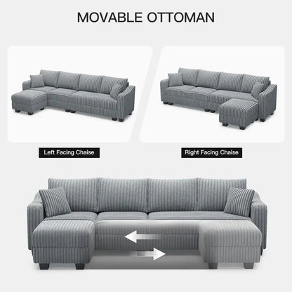 Light Grey L-Shaped Sofa with Chaise