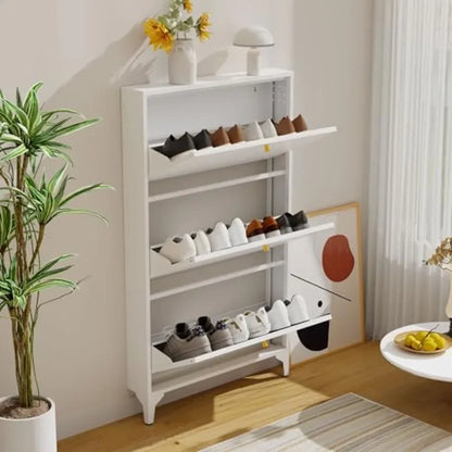 Metal Shoe Cabinet with Flip Drawers