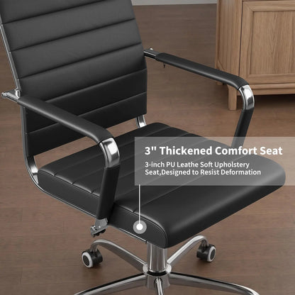 Executive PU Leather Office Chair, Mid Back
