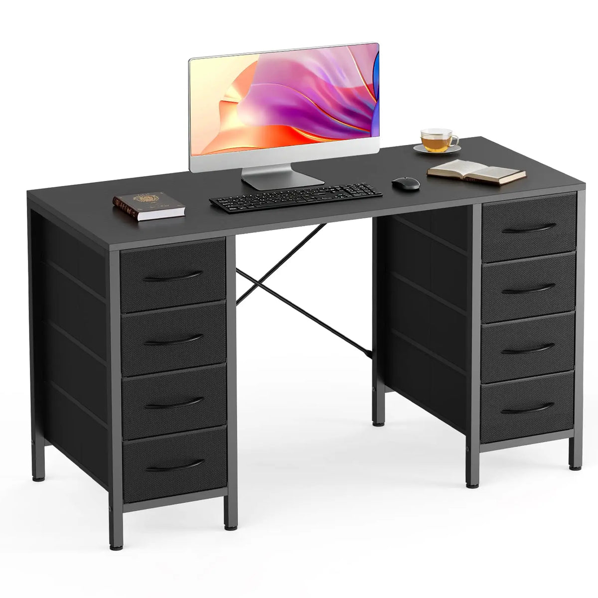 JHK 47" Computer Desk with 8 Drawers