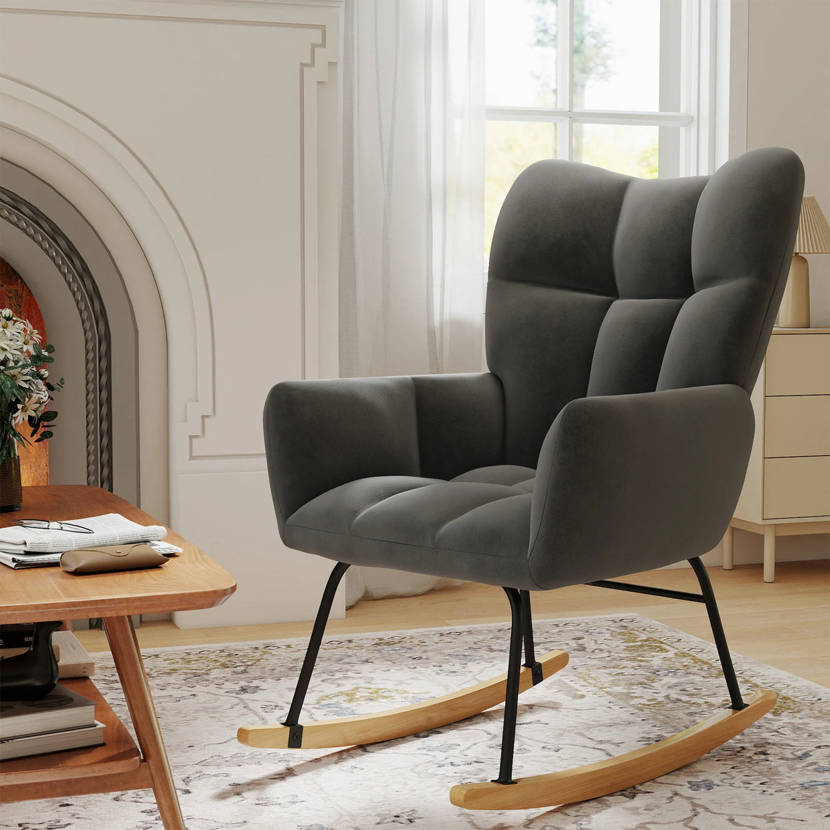TUAREX High-Back Nursery Glider Rocker