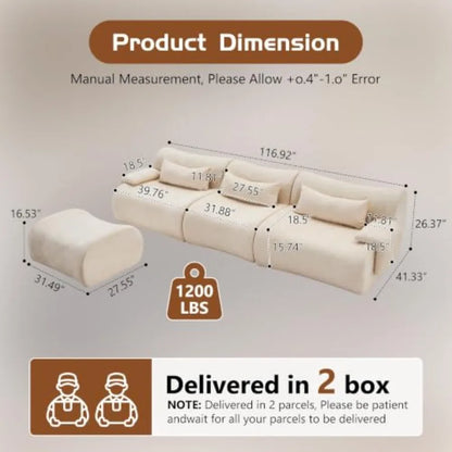 118" Cloud Couch L-Shaped Sectional
