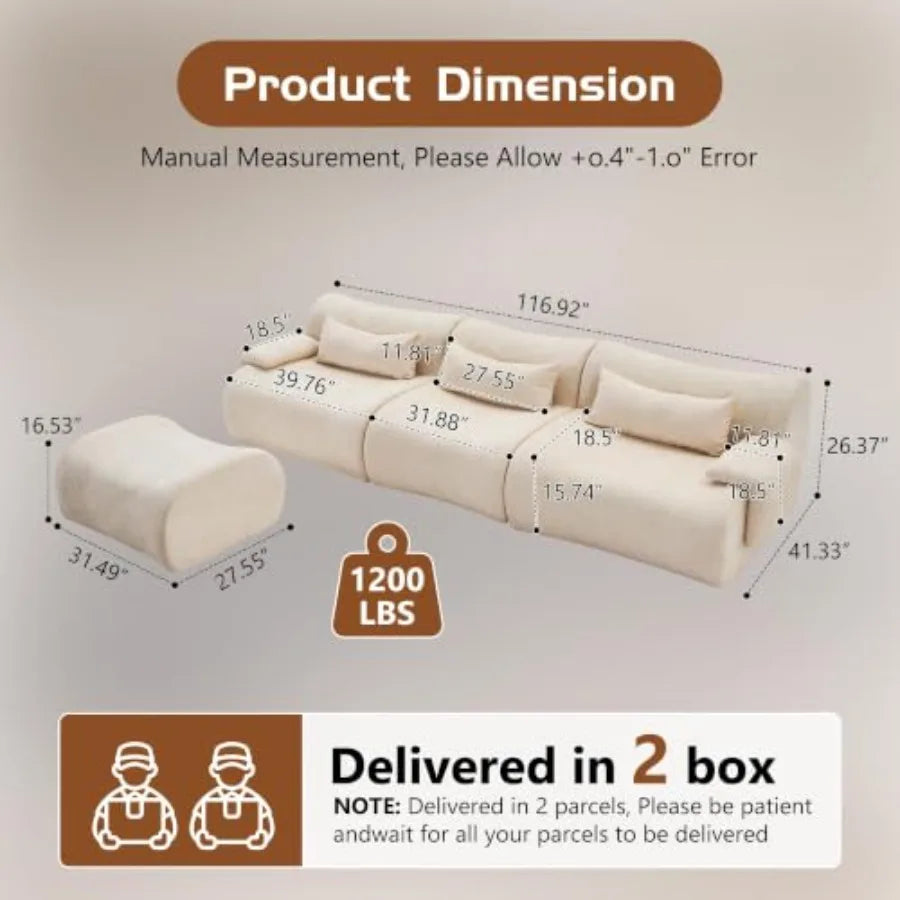 118" Cloud Couch L-Shaped Sectional