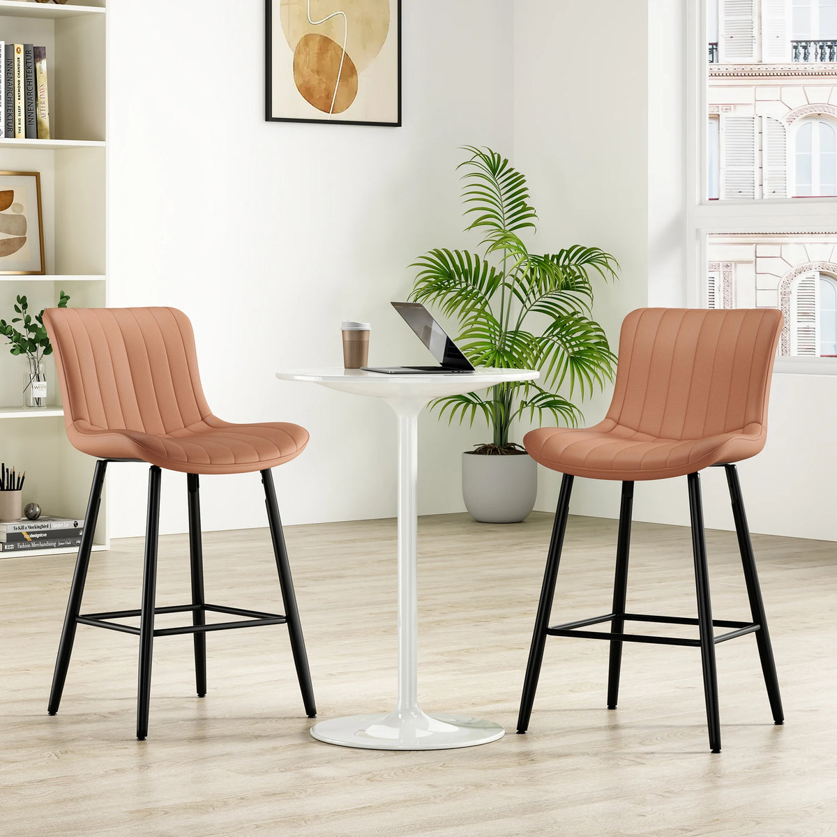 Faux Leather Counter Stools, Set of 2