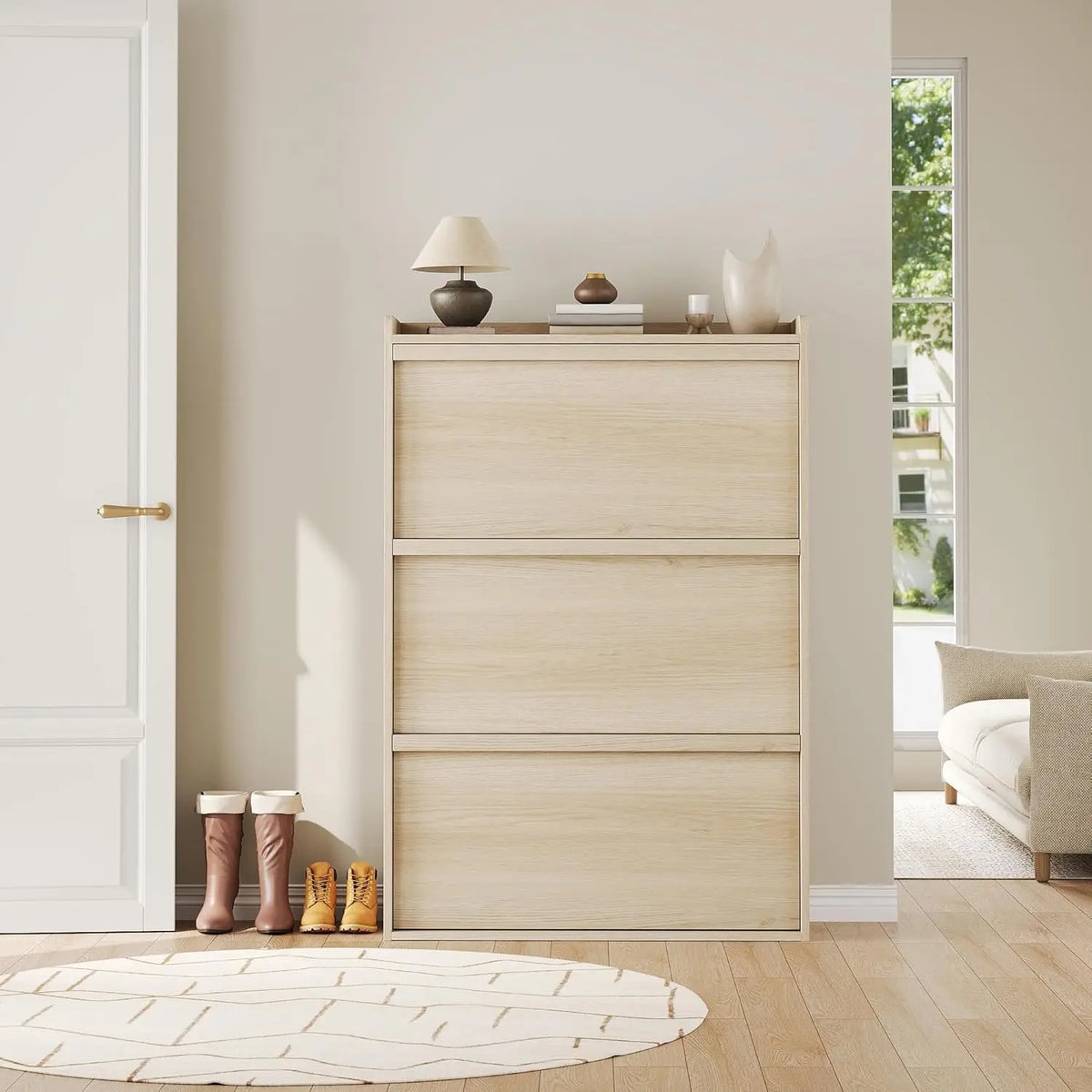 3 Flip Drawer Shoe Cabinet, 46"