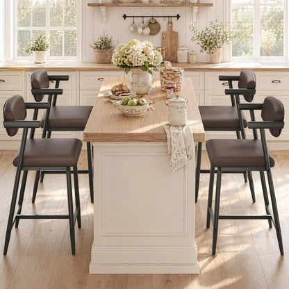 Bar Stools with Arms & Footrest, Set of 2