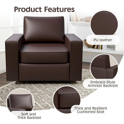 KERDOM 360° Swivel Accent Chair, PU Leather