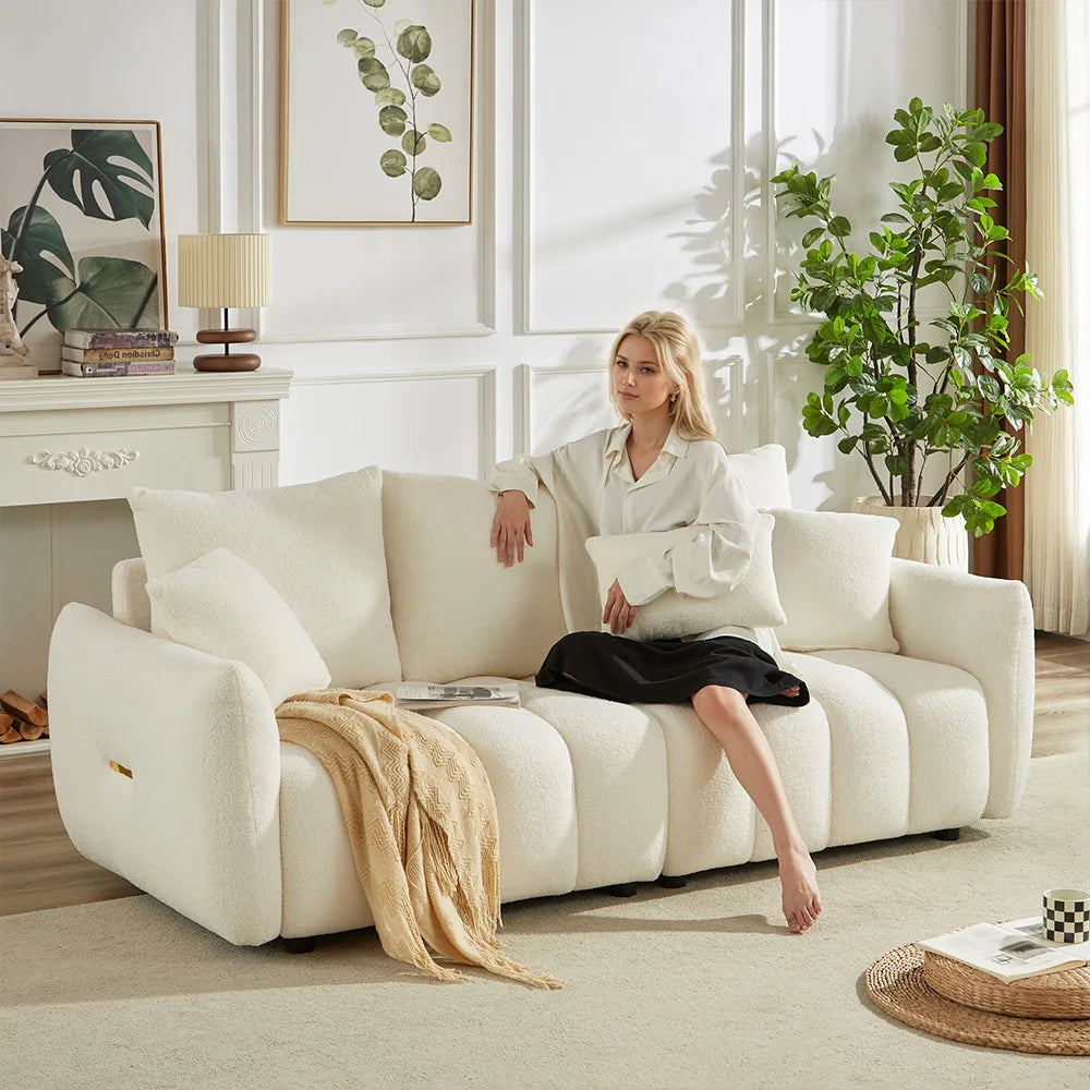 79.5in Teddy Fabric 3-Seater Sofa