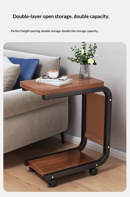 Mobile Coffee Side Table, Height Adjustable