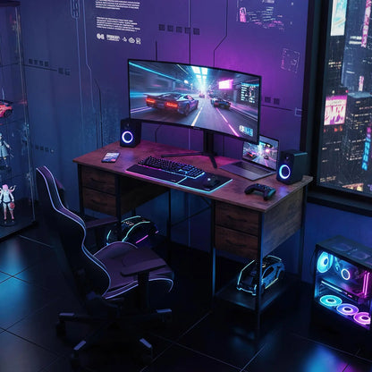 JHK 55" Computer Desk with 4 Drawers