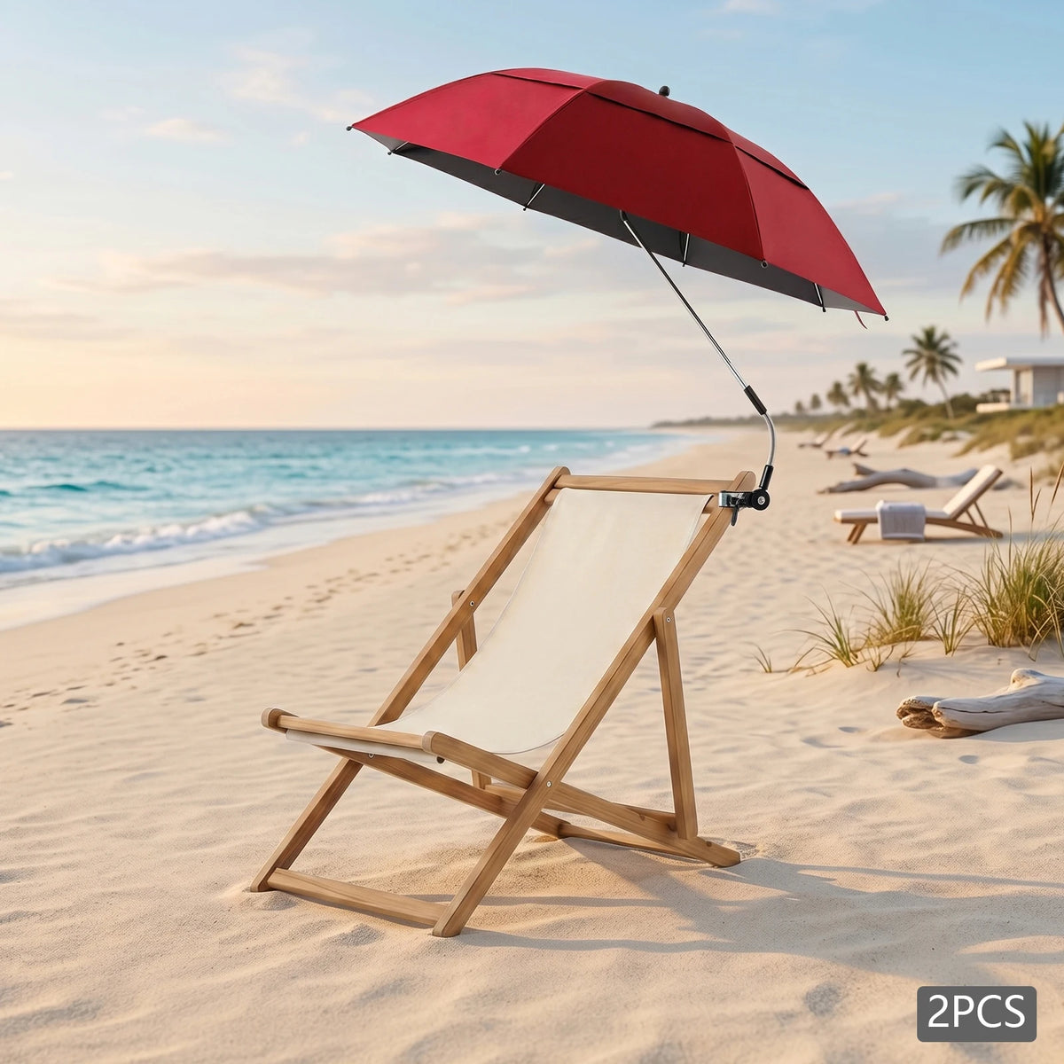 2-Pack Adjustable Beach Chair Umbrellas