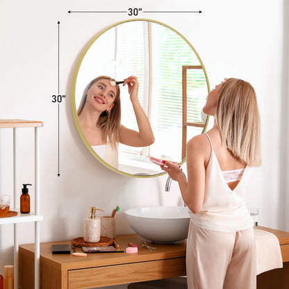 JHK Round Metal Framed Wall Mirror
