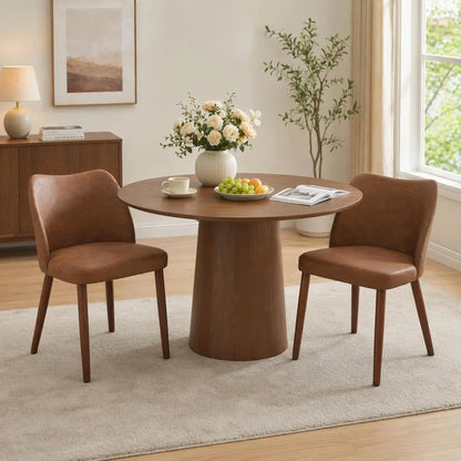 Dining Chairs Set of 2 – Linen Upholstered, Ergonomic Back & Rubberwood Legs