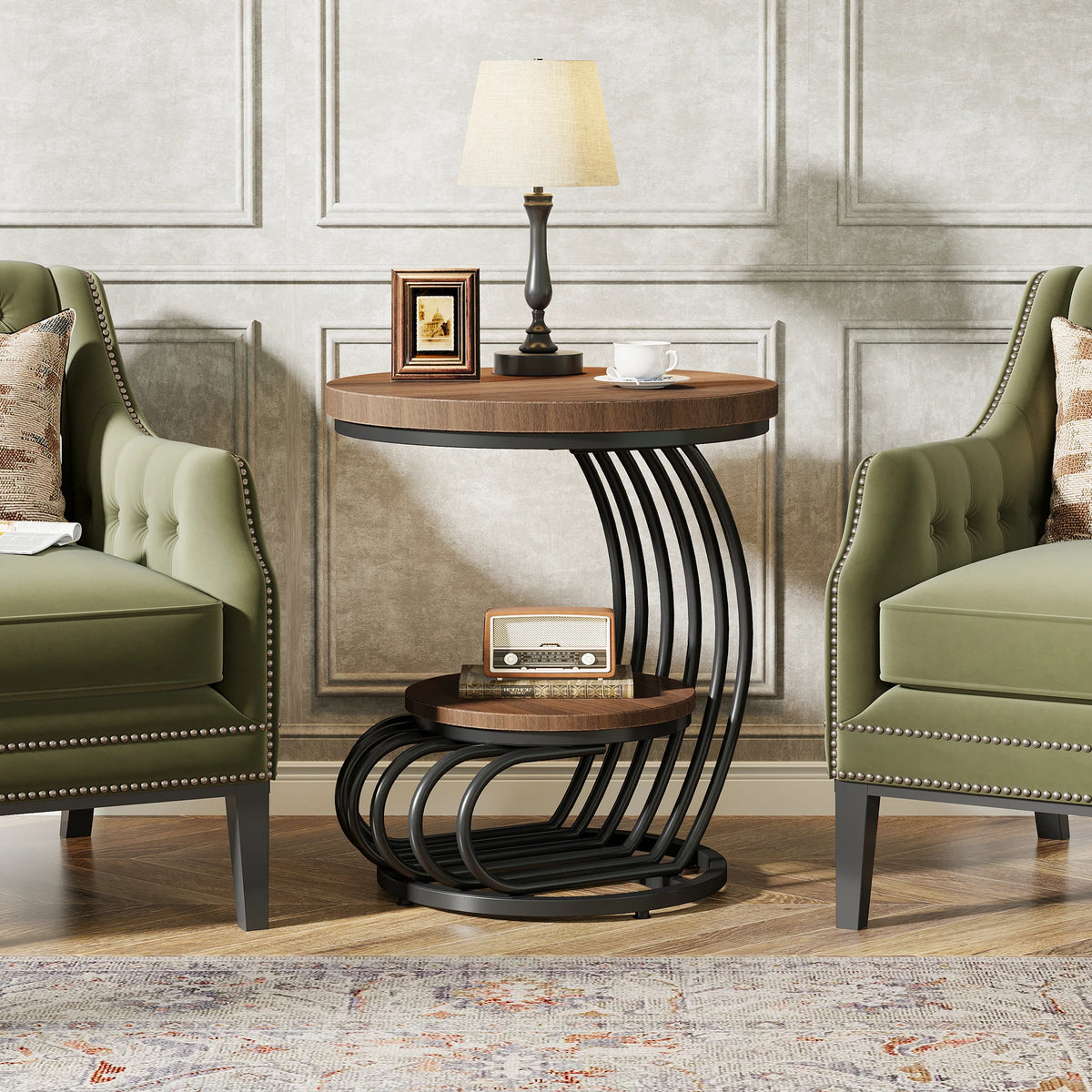 Tribesigns Round End Table, Faux Marble
