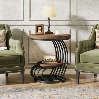 Tribesigns Round End Table, Faux Marble