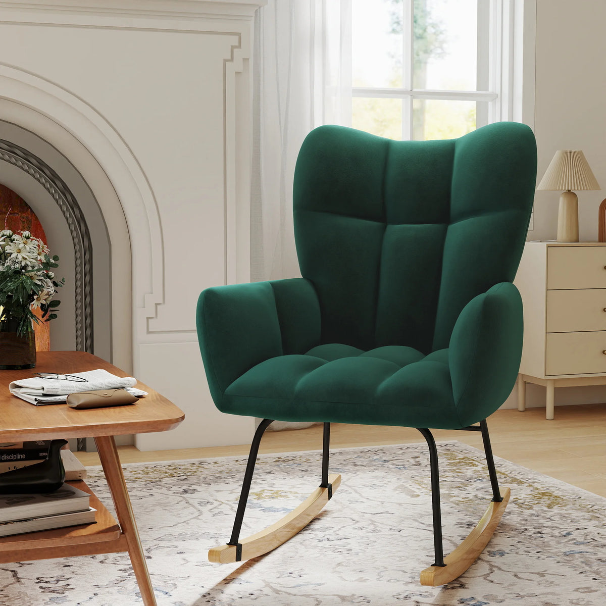 TUAREX High-Back Nursery Glider Rocker