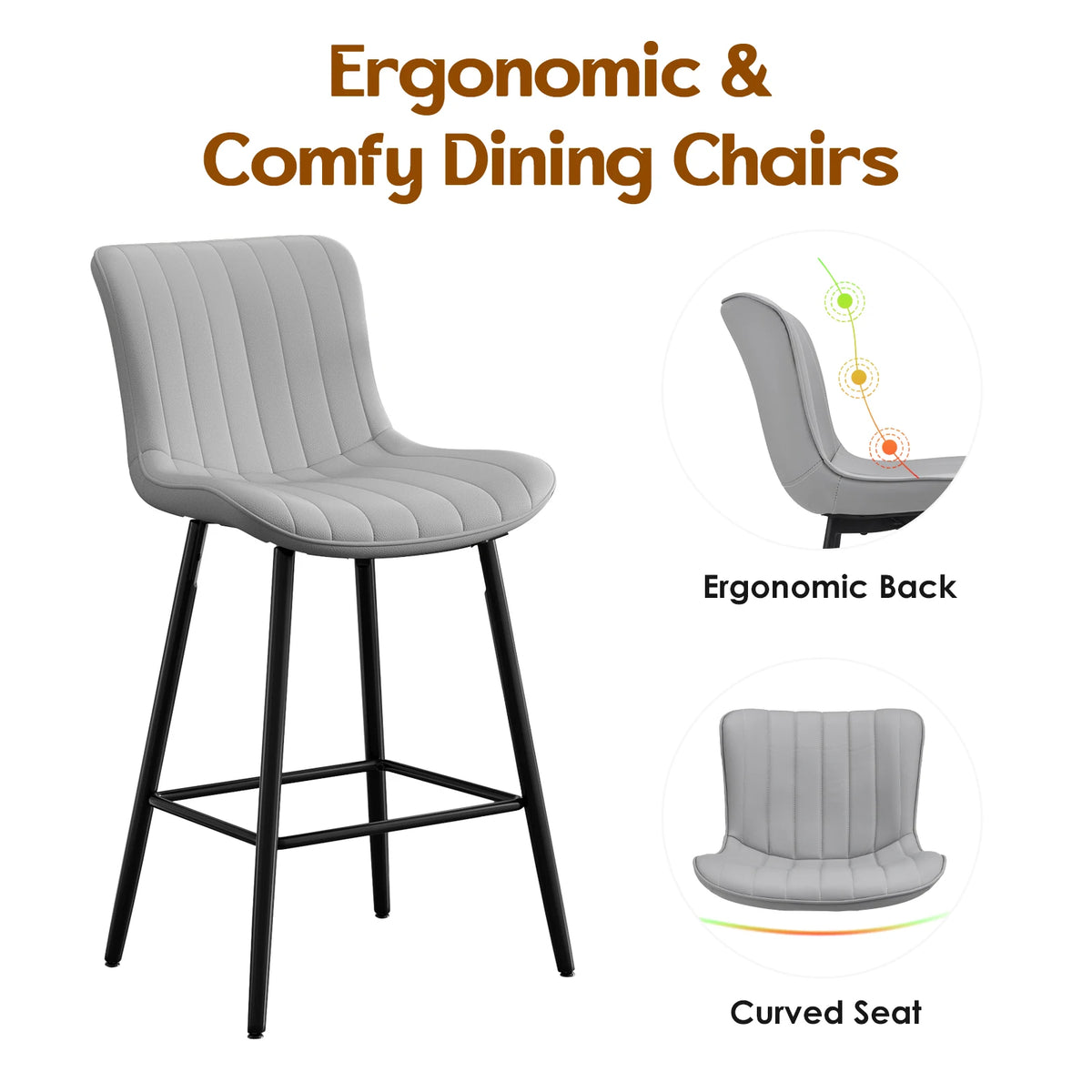 Faux Leather Counter Stools, Set of 2