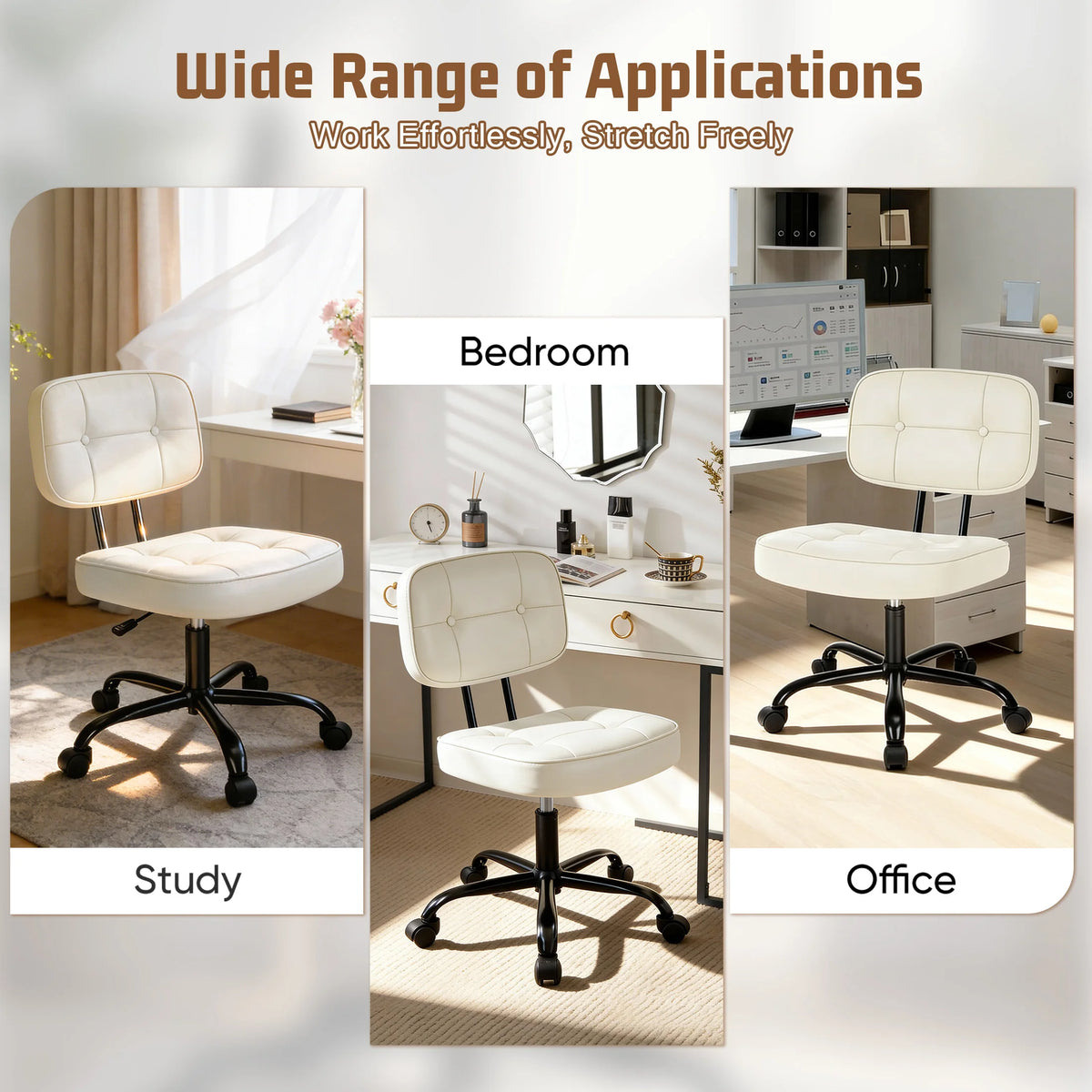 JHK Armless PU Leather Office Chair