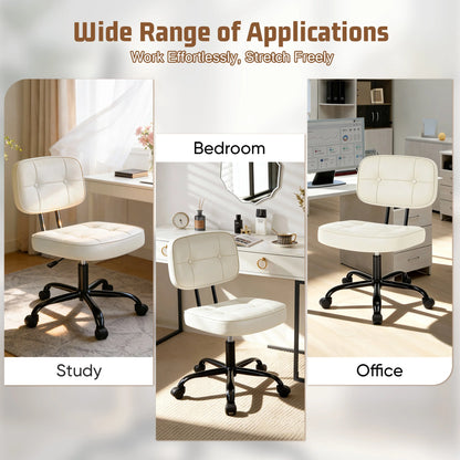 JHK Armless PU Leather Office Chair