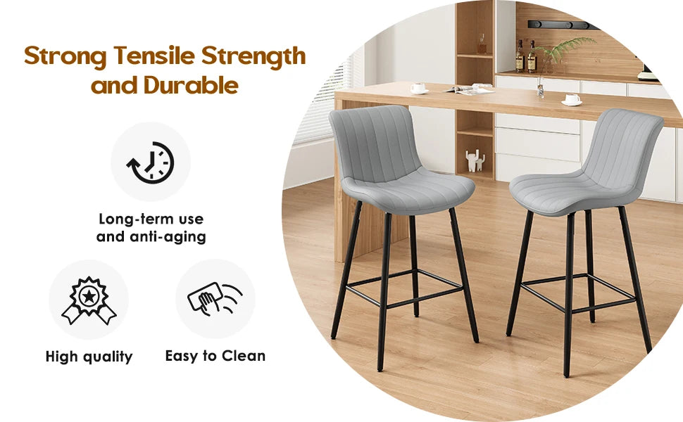 Faux Leather Counter Stools, Set of 2