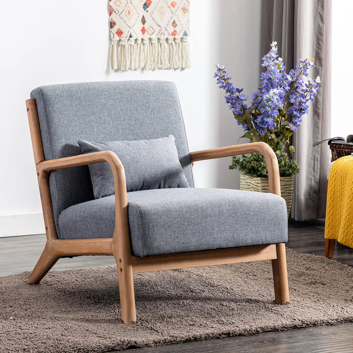 Mid-Century Accent Chair with Wood Frame
