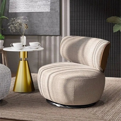Single Swivel Accent Chair – Fabric, Cushioned, Wood Frame