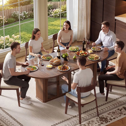 70" Oval Dining Table with LED & Storage