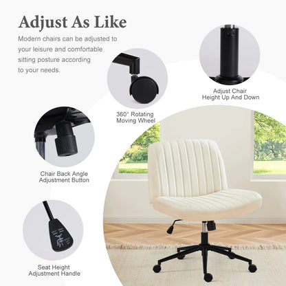 JHK Armless Swivel Office Chair, PU Leather