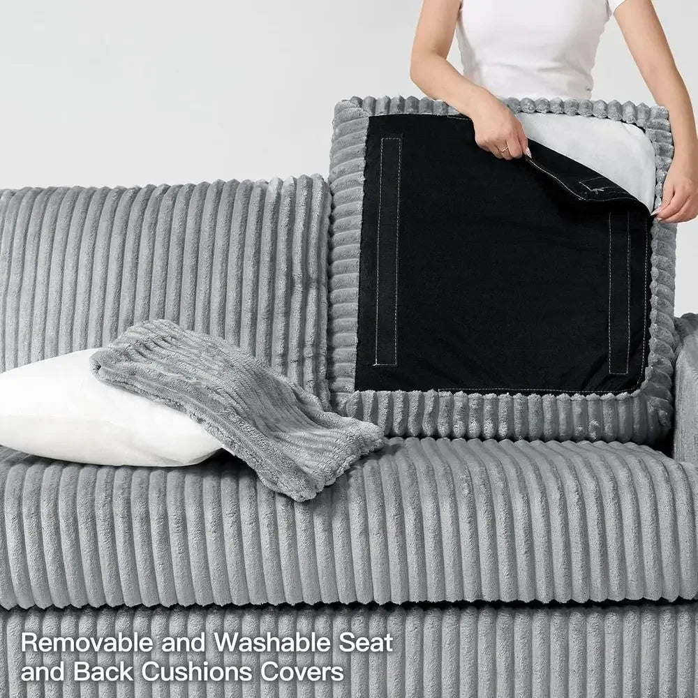 Light Grey L-Shaped Sofa with Chaise